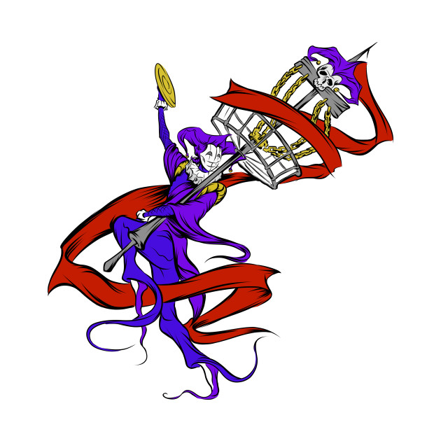 630x630 Cool Disc Golf Jester With Basket Staff Illustration