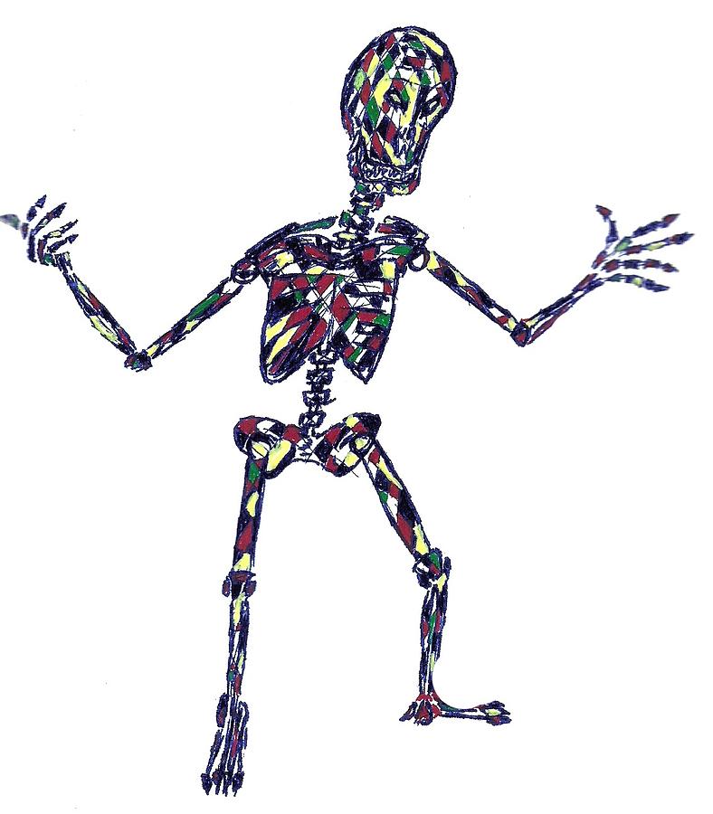 788x900 Disco Skeleton Drawing