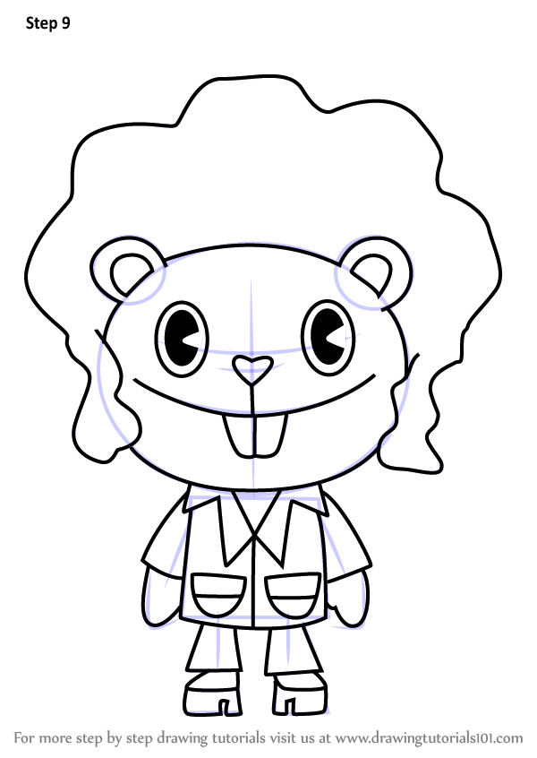 600x846 Learn How To Draw Disco Bear From Happy Tree Friends