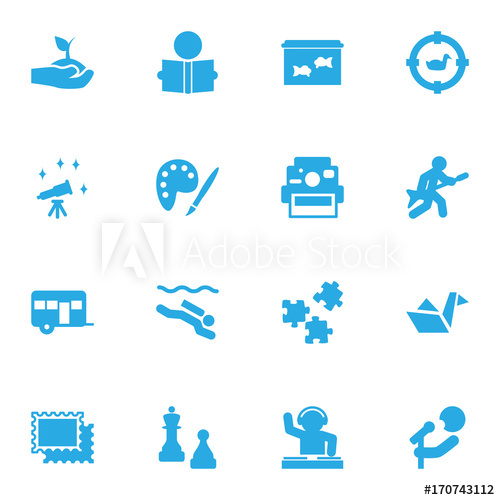 500x500 Set Of Hobbie Icons Of Target, Drawing, Disco