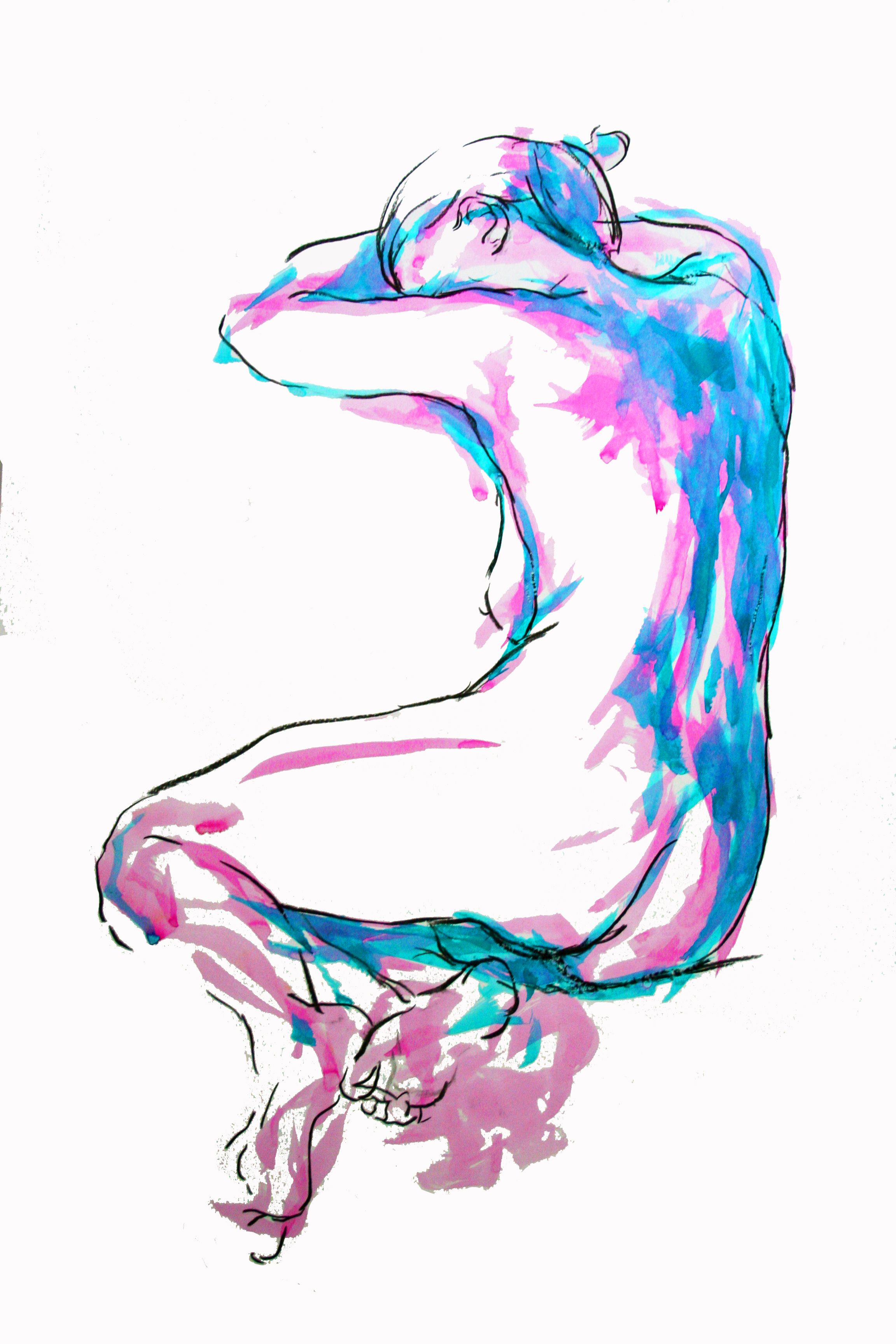 2304x3456 strong woman's back gratitude sketch painting, drawings, art