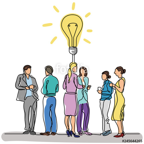 500x500 Continuous Line Drawing Of Business Team Discussion Idea Stock