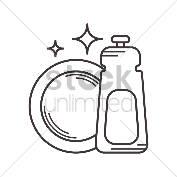 600x600 dishwasher detergent and plate vector image