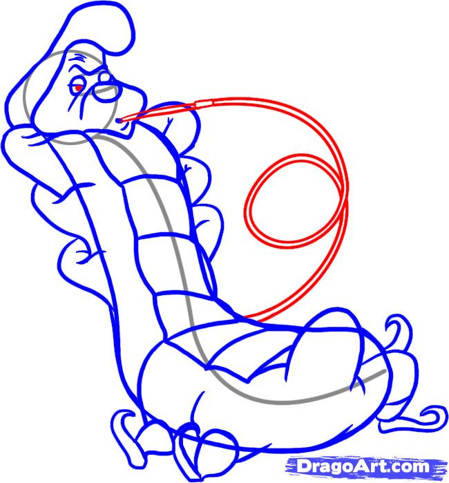 650x699 Draw Caterpillar, Alice In Wonderland, Step