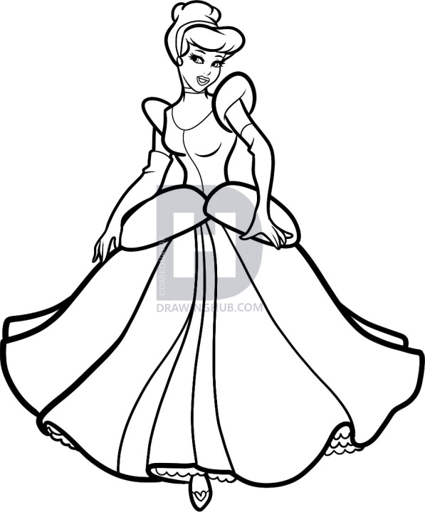 597x720 How To Draw Cinderella, Step