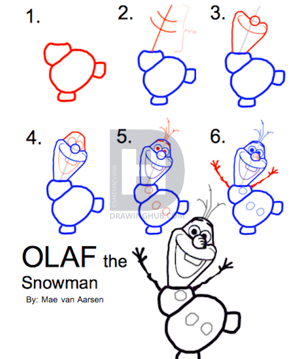 589x707 How To Draw Olaf The Snowman, Frozen, Disney Drawing
