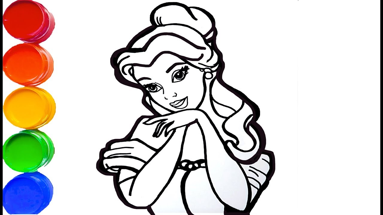 1280x720 Belle Disney Princess Doll Glitter Makeup Coloring And Drawing