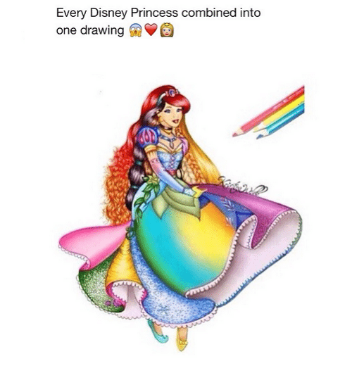 500x530 Every Disney Princess Combined In One Drawing Disney Meme On Me Me