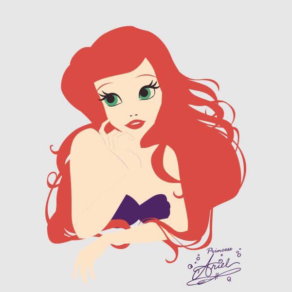 600x600 Disney Princess Colour Silhouette Ariel T Shirt In Gray