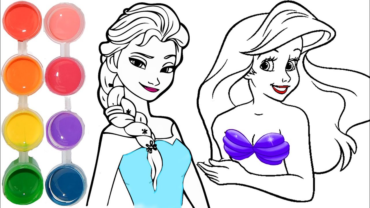 1280x720 How To Draw Color Frozen Elsa Ariel Princess Drawing Disney
