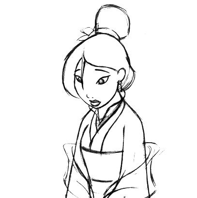 407x408 Mulan Sketch Disney Sketches, Disney Princess Art