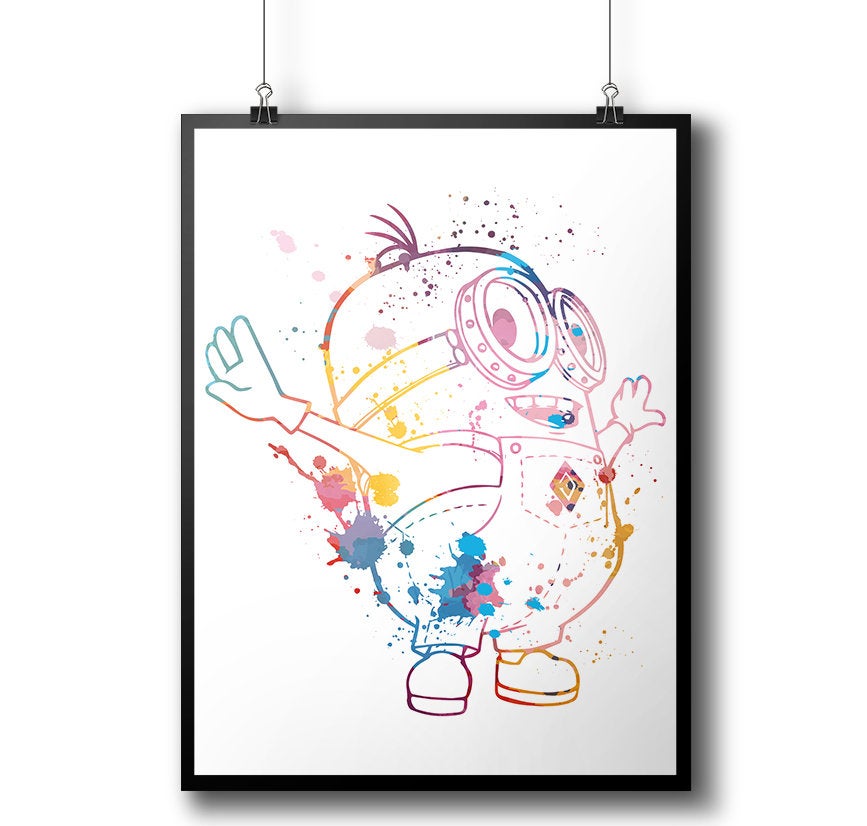 867x826 minion watercolor poster minion dave watercolor disney etsy