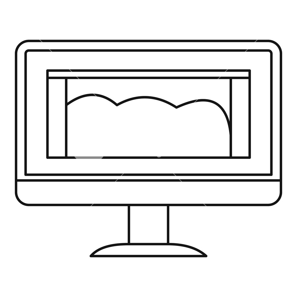 1000x1000 drawing monitor icon outline illustration of drawing monitor