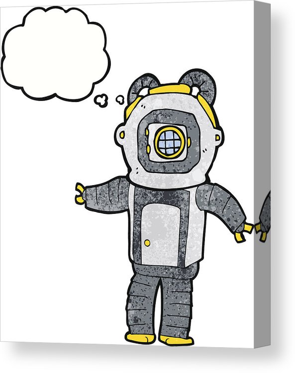 593x750 Cartoon Deep Sea Diver With Thought Bubble Canvas Print Canvas