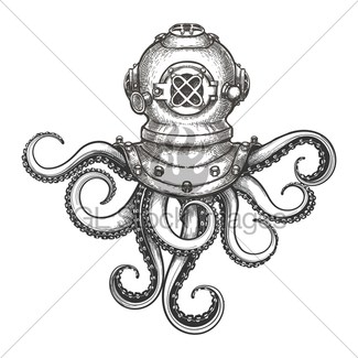 325x325 Diving Helmet Drawn In Vintage Style Gl Stock Images