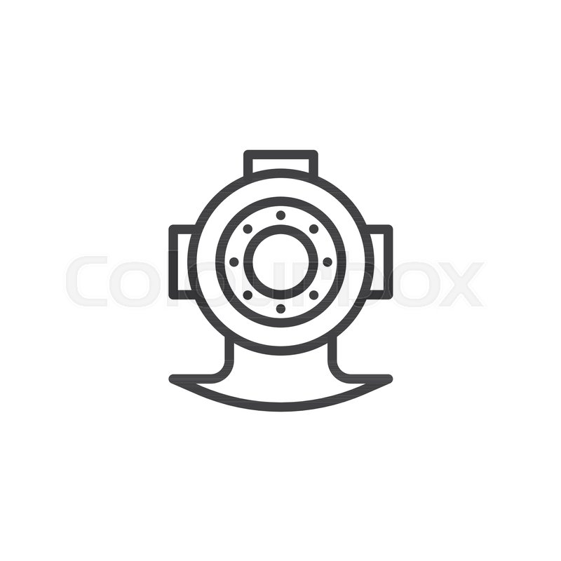 800x800 Diving Helmet Outline Icon Linear Stock Vector Colourbox