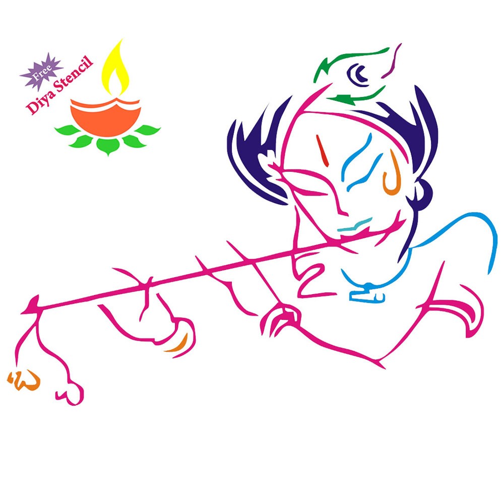 1000x1000 krishn ji design rangoli stencil for diwali