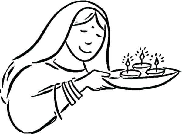 600x444 Deepavali Coloring Pages Happy