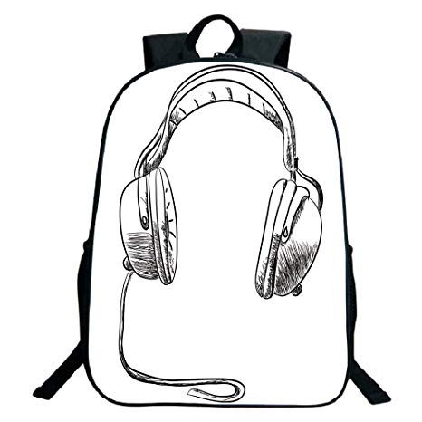 466x466 Iprint Personal Tailor Black Monolayer Rucksackk,music