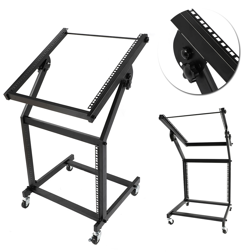 1000x1000 Dj Mixer Studio Rack Stand Rolling On Wheels Black Steel Pro