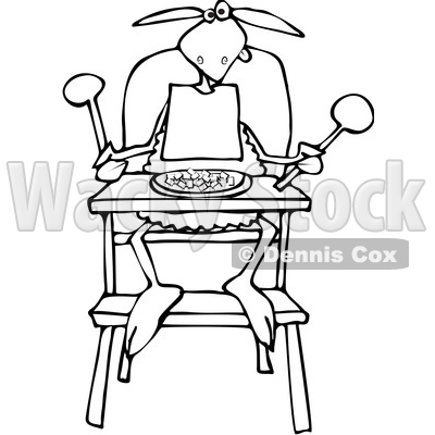 400x400 Cartoon Clipart Of A Black And White Baby Lamb Sitting In A High