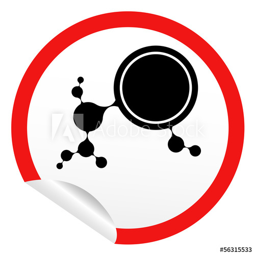 500x500 Sticker Icon Web Button With Dna Molecule Structure Draw