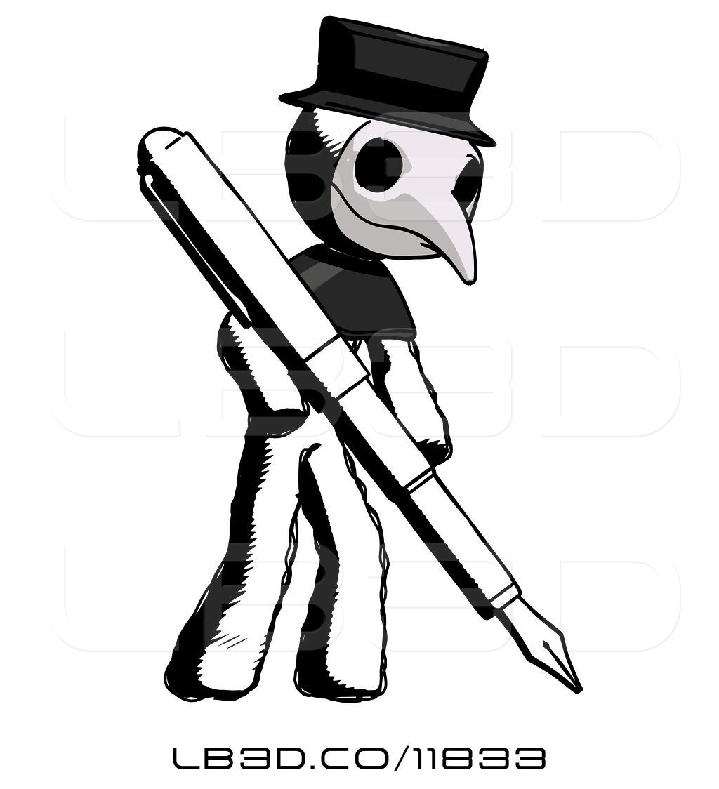 1024x1124 Illustration Of Ink Plague Doctor Guy Drawing Or Writing