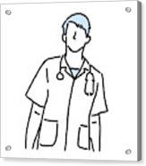 163x186 Doctor Line Drawing And Hand Drawn Vector Illustration Acrylic