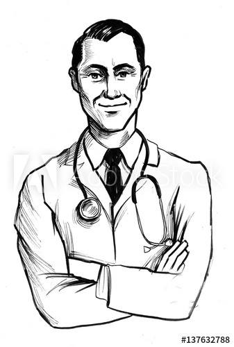 337x500 Smiling Doctor Retro Styled Drawing