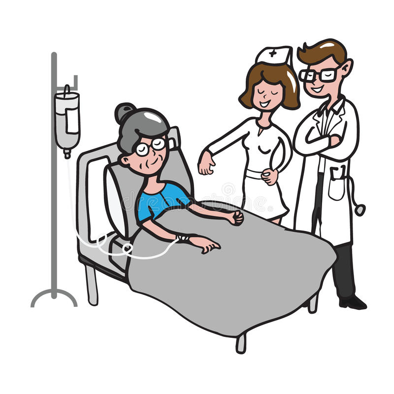 800x800 Doctor Nurse Visit Old Woman Patient Cartoon Drawing