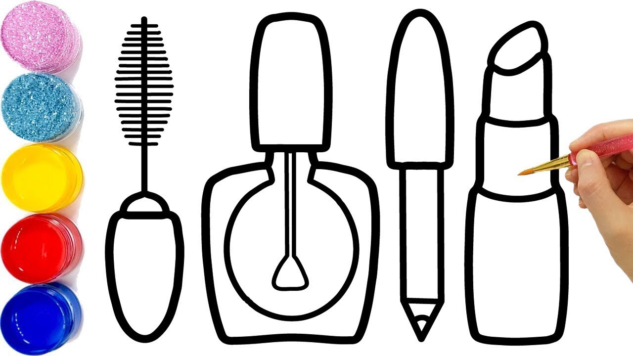 1280x720 Drawing Makeup And Doctor Tools Glitter Coloring Pages For Kids