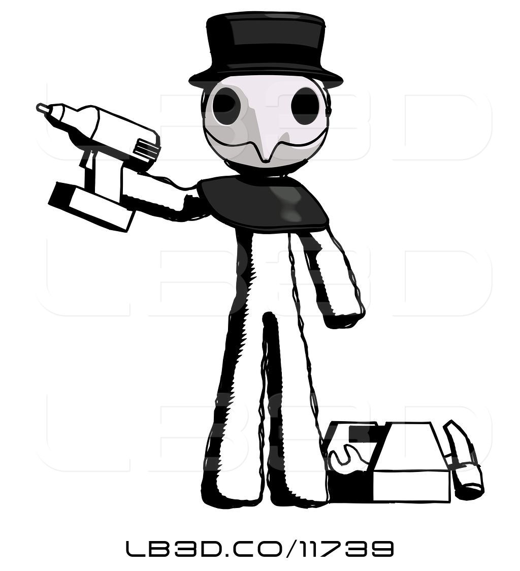 1024x1124 Illustration Of Ink Plague Doctor Guy Holding Drill Ready To Work