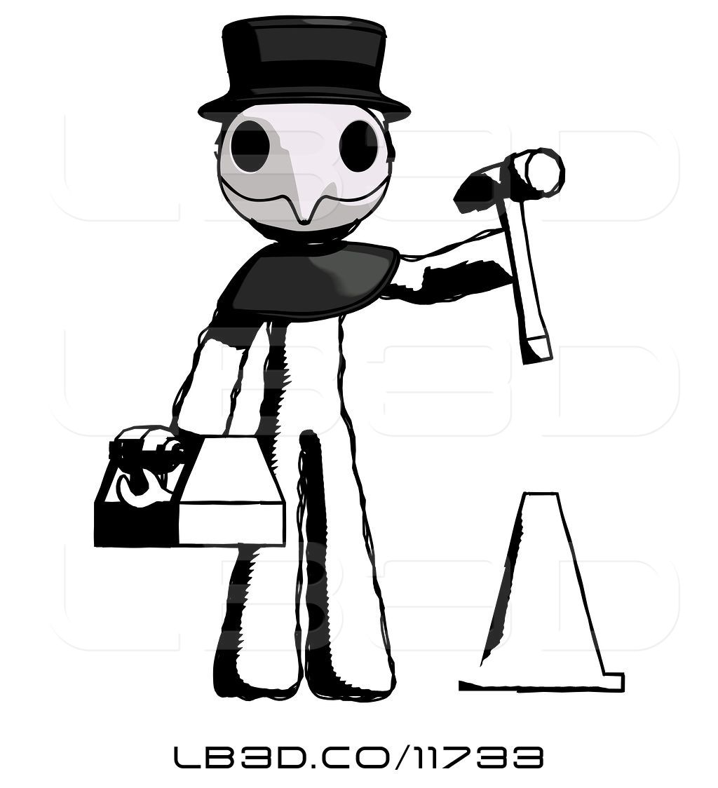 1024x1124 Illustration Of Ink Plague Doctor Guy Under Construction Concept