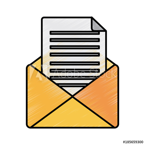 500x500 document envelope message letter icon vector illustration drawing