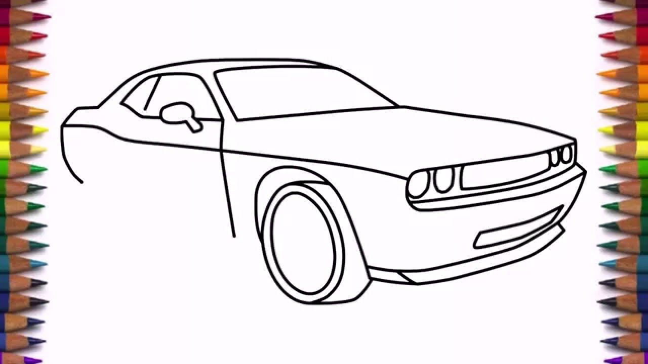 1280x720 How To Draw Dodge Challenger Rt Car Step