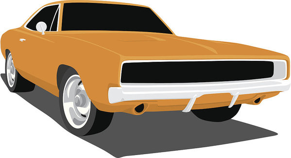 599x325 Orange Dodge Charger Art Print