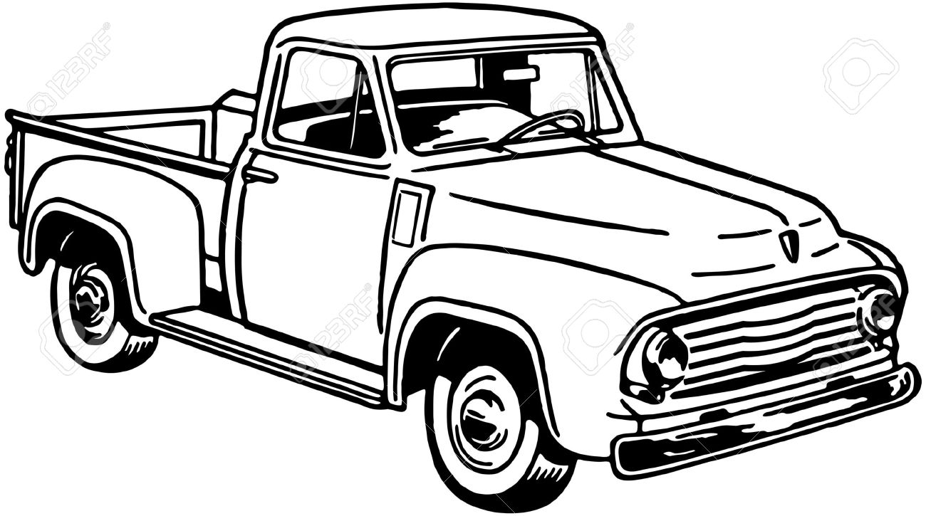 1300x725 Vintage Pickup Truck Clipart