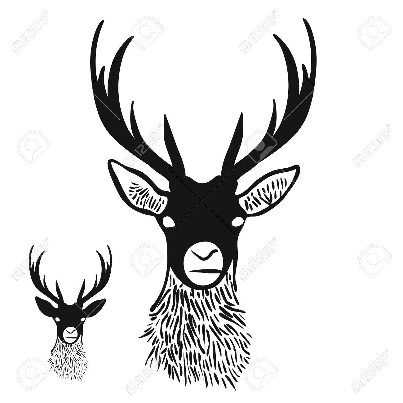 1300x1300 Huge Collection Of 'how To Draw A Deer Head Silhouette' Download