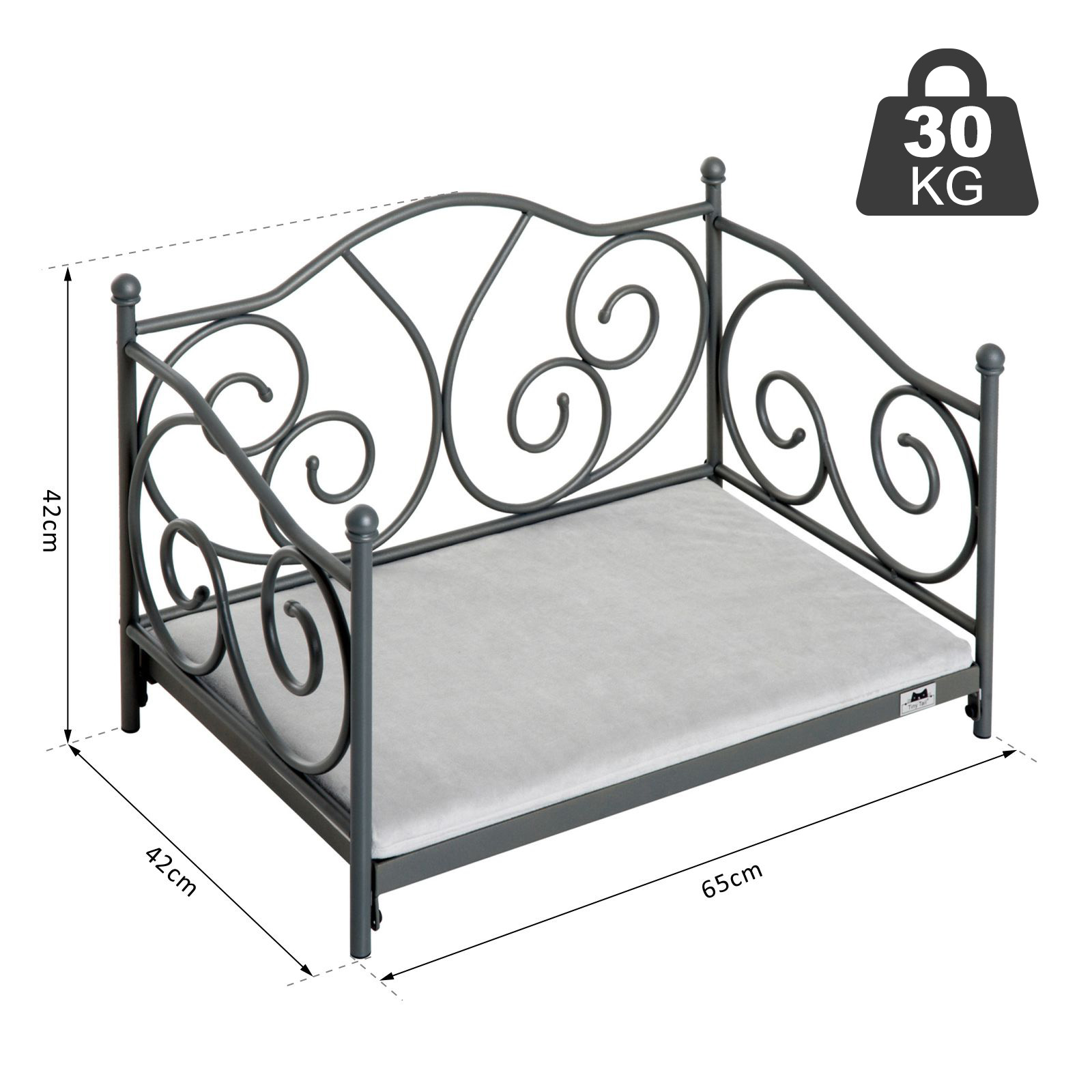 1600x1600 Luxury Pet Bed Cushioned Seat For Dogs And Cats With Vintage Metal