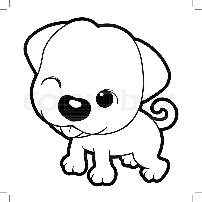 800x800 Black And White Cute Style Dog Stock Vector Colourbox