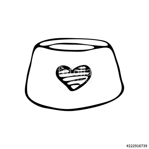 500x500 Hand Drawn Dog Bowl For Feed Doodle Sketch Pets Icon Decoration