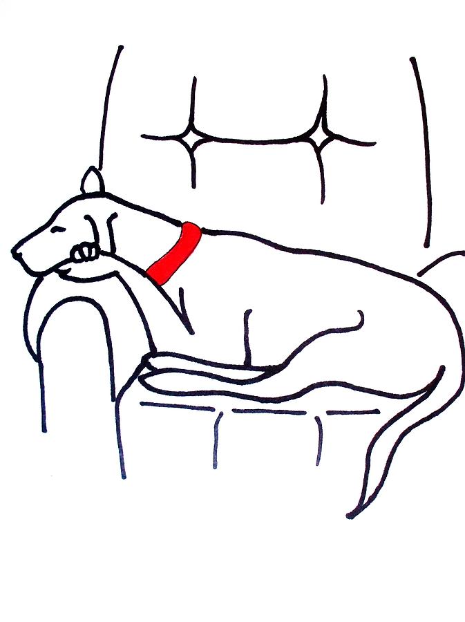 673x900 Dog With Red Collar Drawing