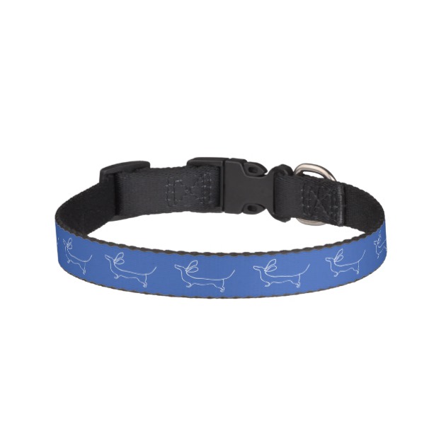 630x630 Blue Dachshund Drawing Small Dog Collar