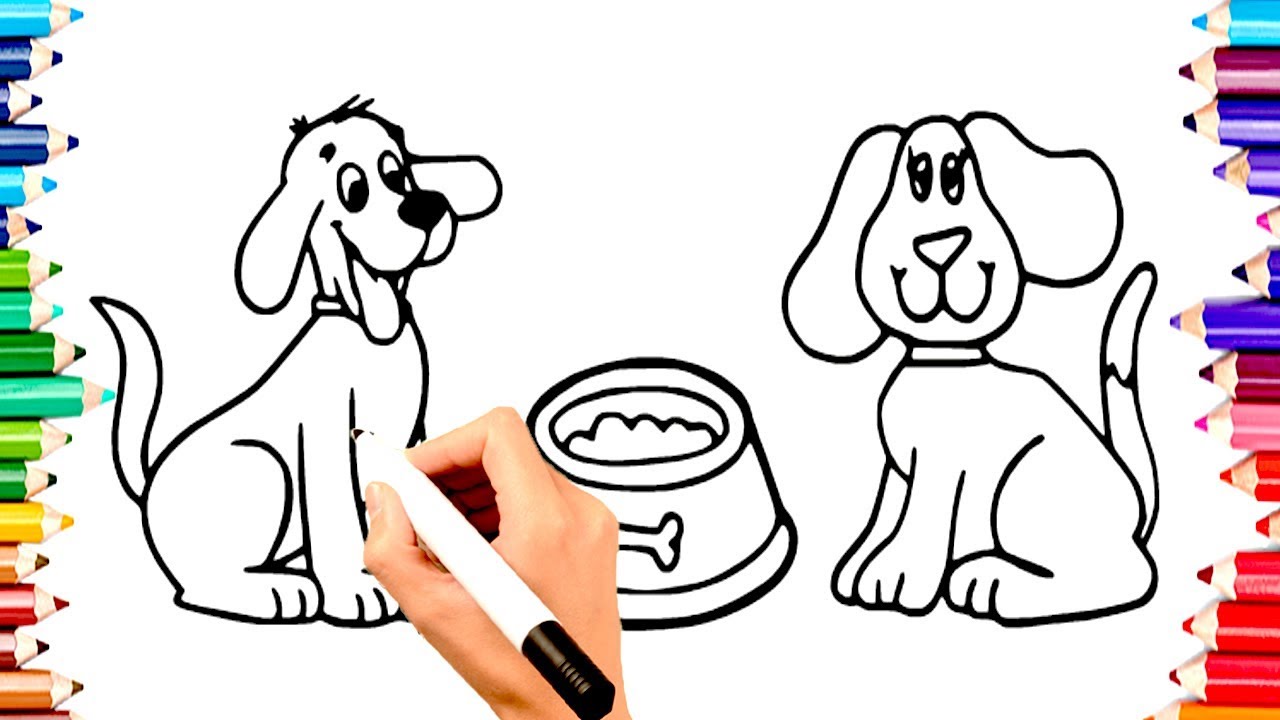 1280x720 Children To Draw Two Dogs Food Coloring Book Pages