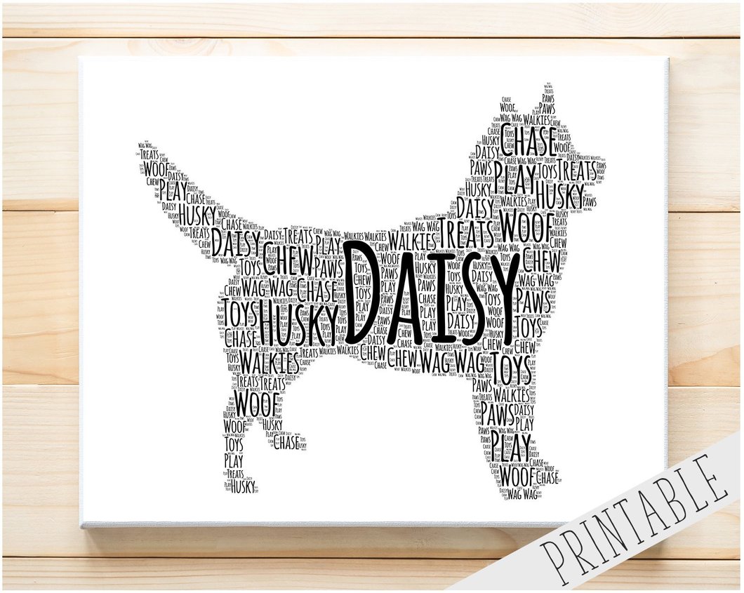 1060x845 Personalised Printable Word Art Gift Husky Dog Gift For Pooch