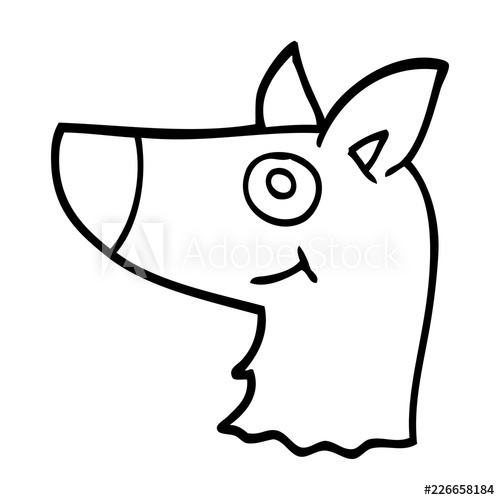 500x500 Line Drawing Cartoon Happy Dog Face