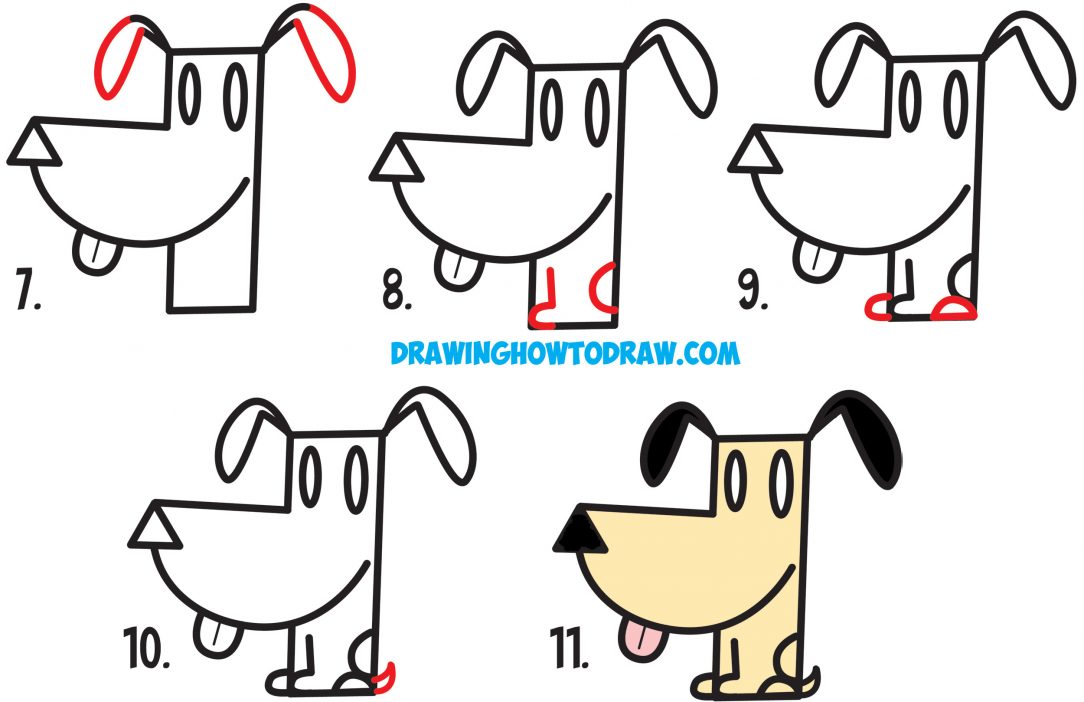 1084x702 How To Draw An Easy Dog Face Boxer Sausage A Cute Step