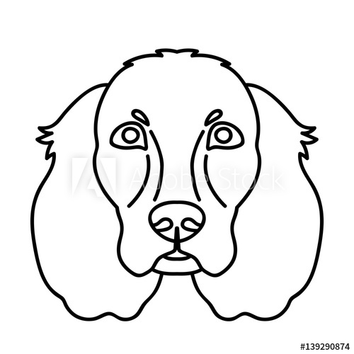 500x500 Vector Line Art Spaniel Dog Face Portrait Zoo Icon Domestic Animal
