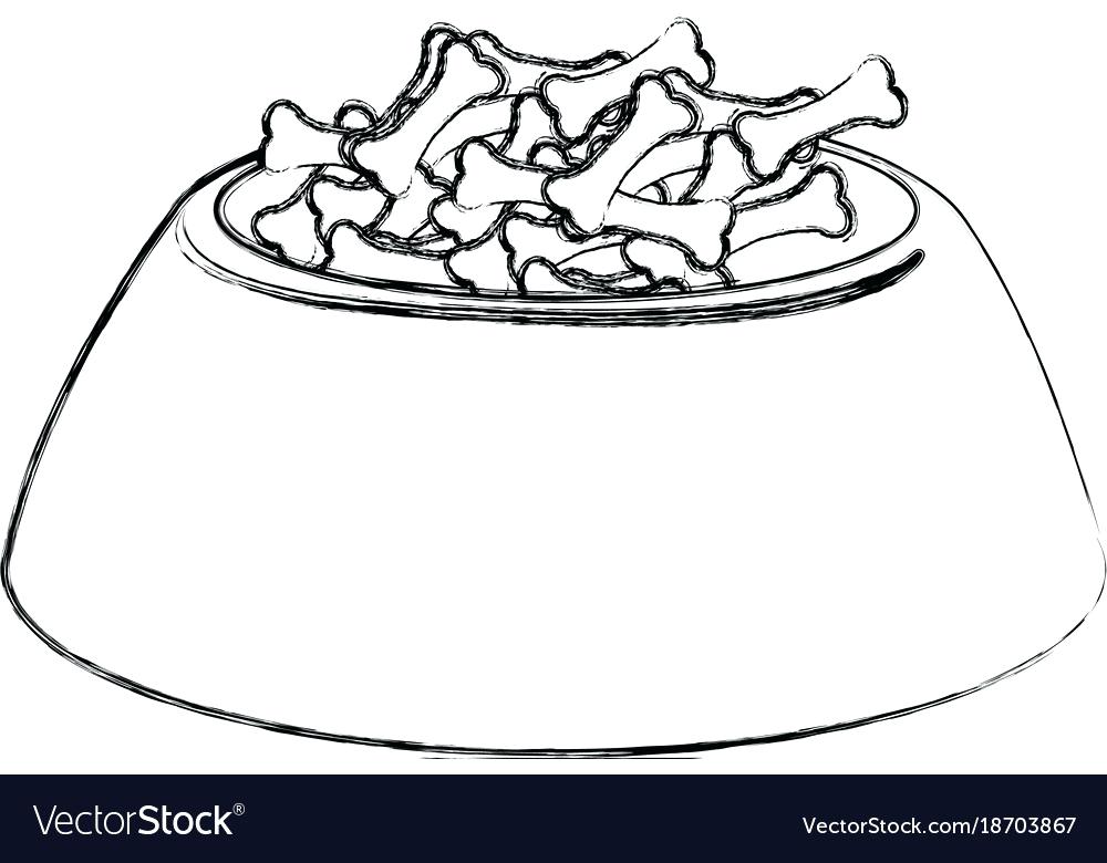 1000x780 Dog Food Bowl Drawing Pet Black And White Of A Royalty Free Vector