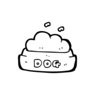 190x190 Line Drawing Cartoon Dog Food In Bowl Free Image